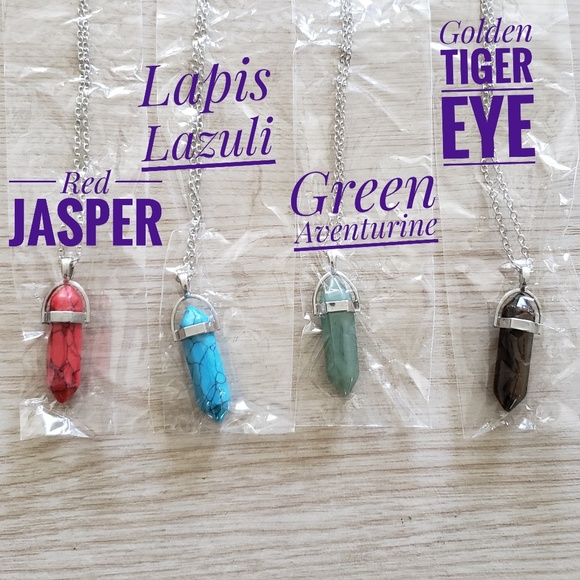 🌷Chakra crystal gemstone pendant necklace - silver - Picture 7 of 10